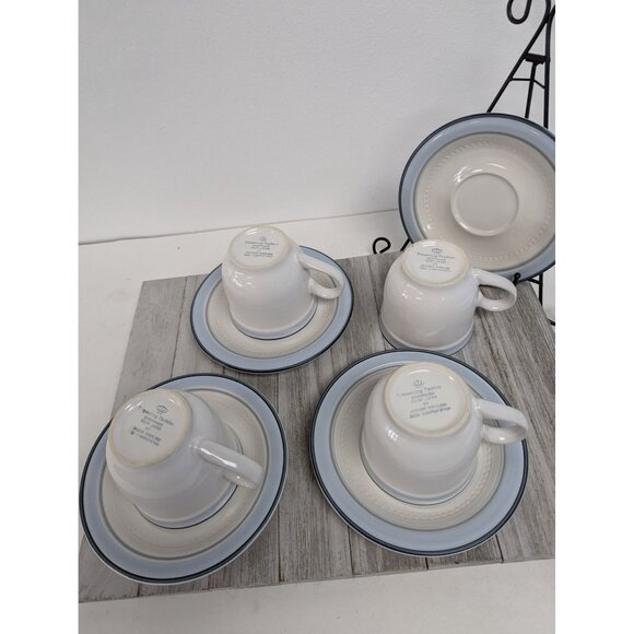 Vintage Johann Haviland Blue Bouquet Crowning Fashion Set 4 Teacups Saucers - Picture 5 of 8